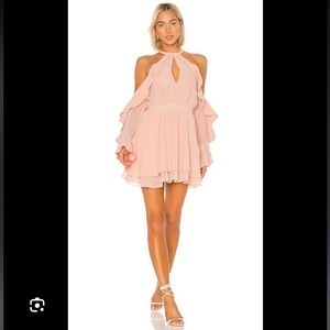 House of Harlow 1960 x Revolve harmony pink Swiss dot cold shoulder dress